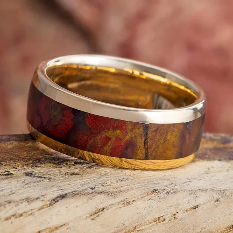 Jasper Ring in Yellow Gold Wedding Band