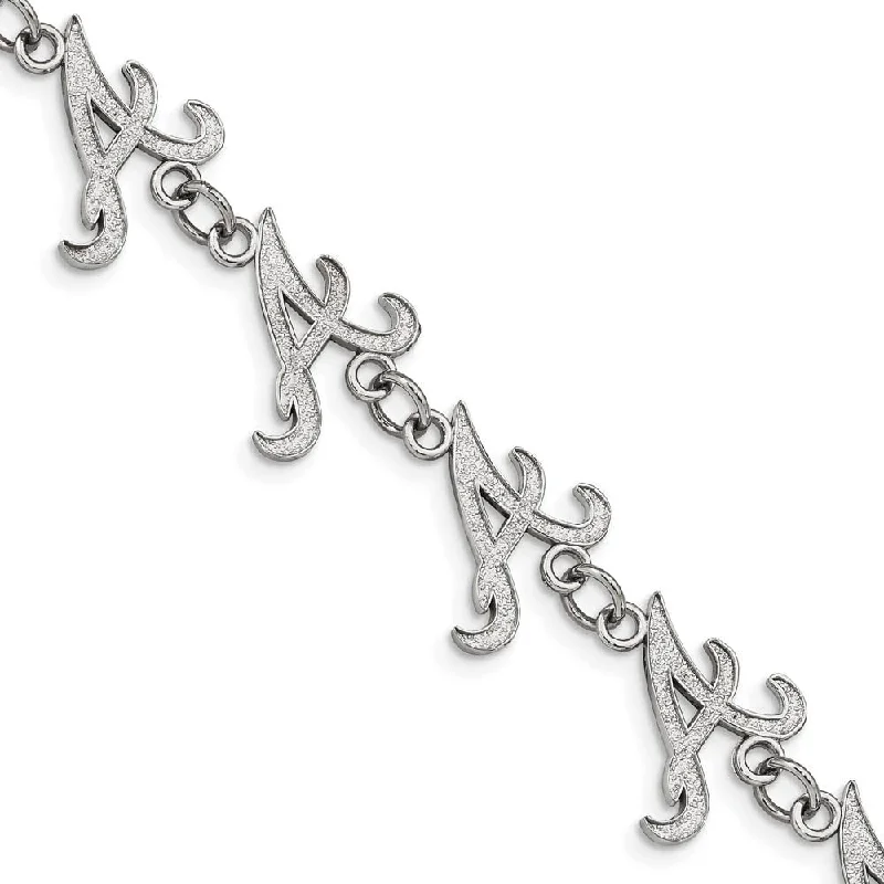 Stainless Steel MLB Atlanta Braves Link Bracelet, 7 to 8.5 Inch