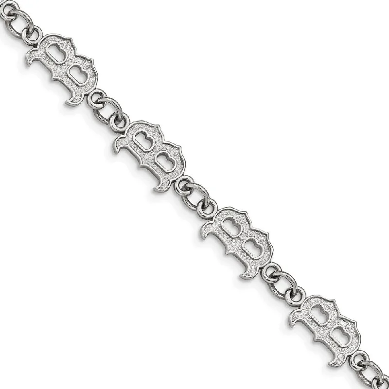 Stainless Steel MLB Boston Red Sox Link Bracelet, 7 to 8.5 Inch