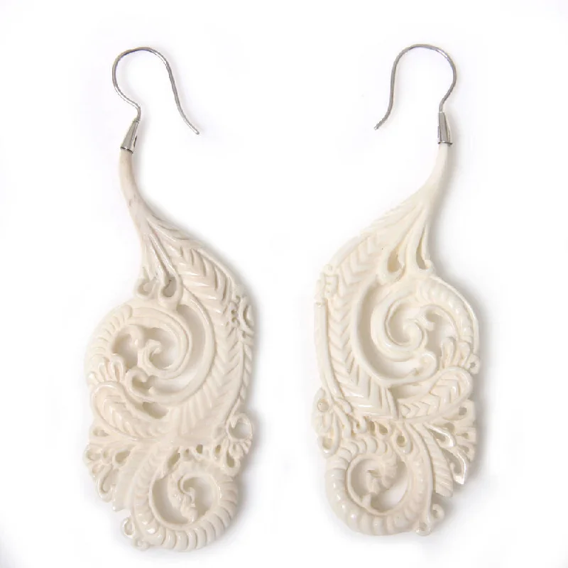 Handmade Dangle Earrings, 'Dragon' S Tail Fern' (Indonesia) - 3.5*1.2