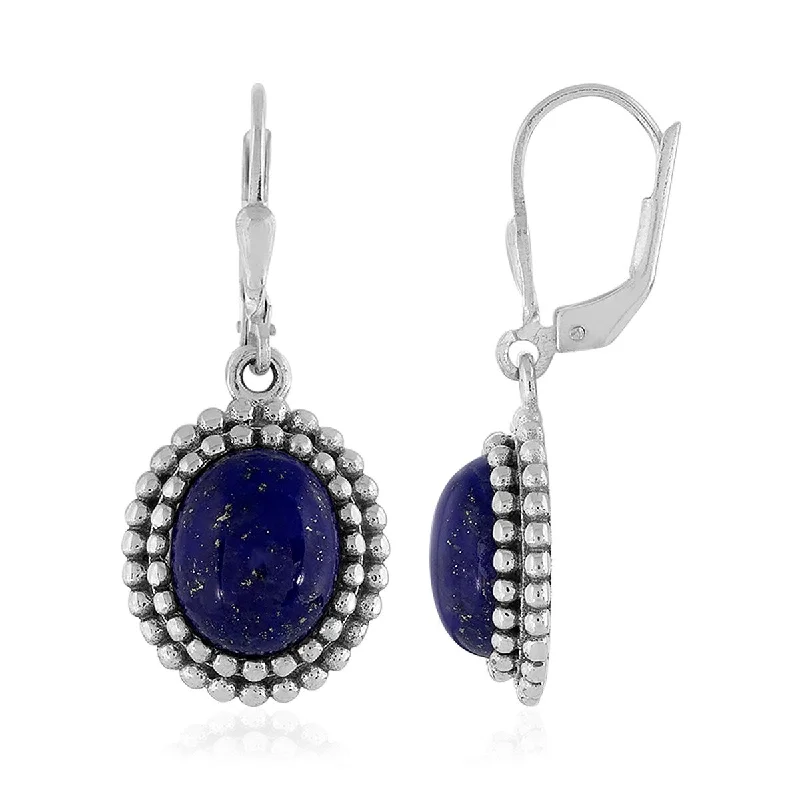 925 Sterling Silver Lapis Drop & Dangle Earrings