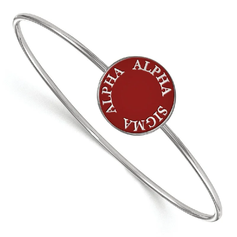 Sterling Silver Alpha Sigma Alpha Enamel Bangle - 6 in.