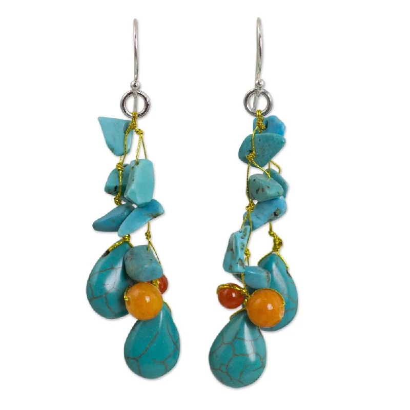 Handmade Sterling Silver 'Tropical Sea' Multi-gemstone earrings (Thailand)