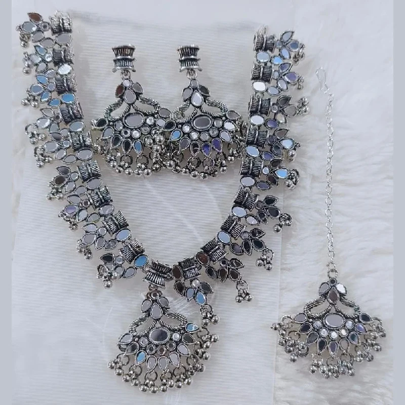 Manisha Jewellery Oxidised Plated Mirror Necklace Set