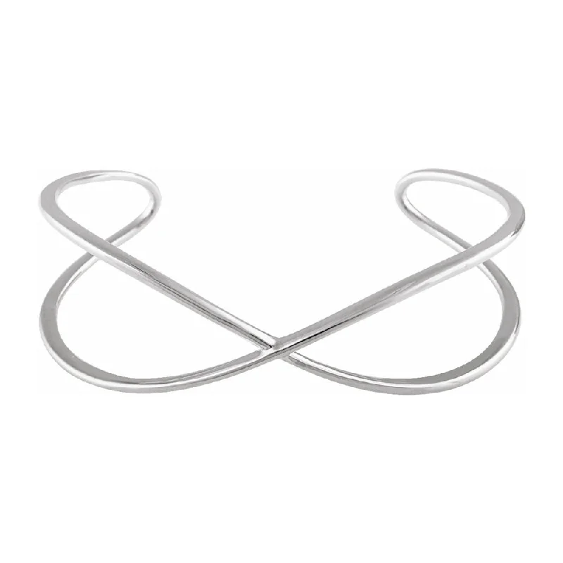 14K Yellow or White Gold Crisscross Cuff Bracelet, 7 Inch