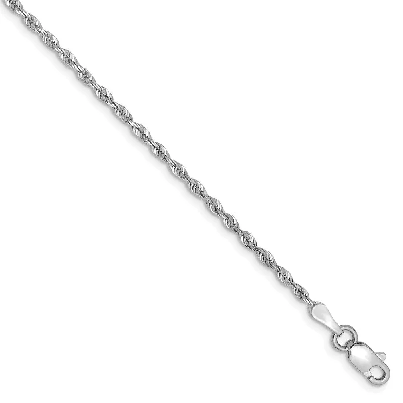 1.8mm, 14k White Gold D/C Quadruple Rope Chain Anklet or Bracelet