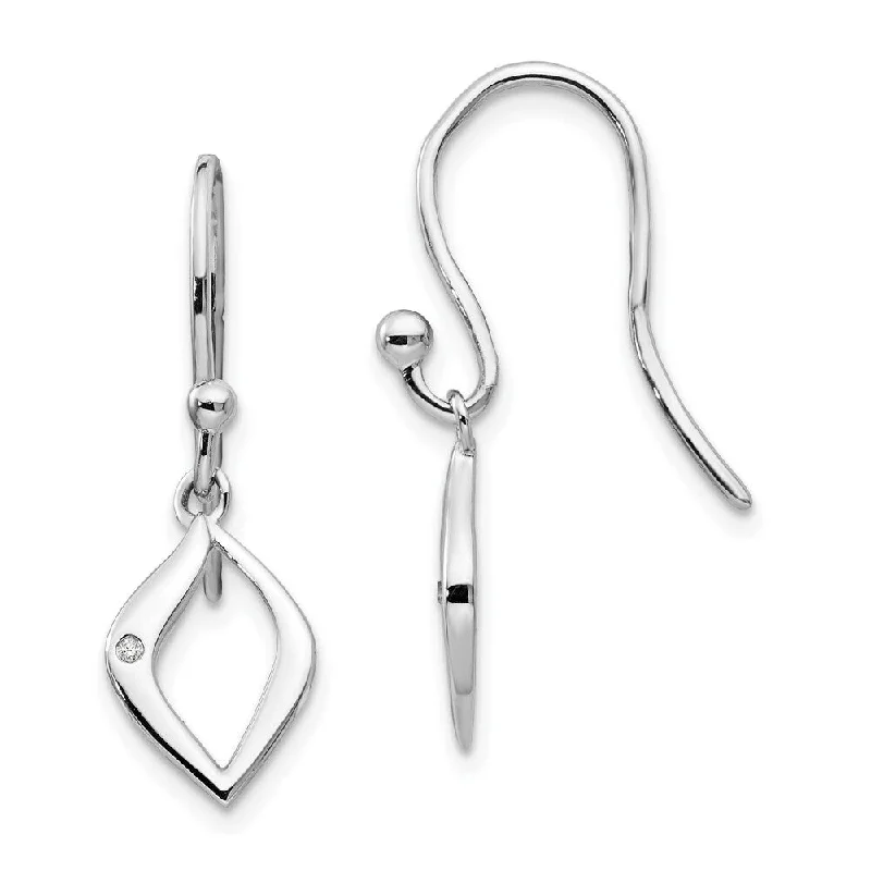 925 Sterling Silver Diamond Earrings (L-28 mm, W-9 mm)