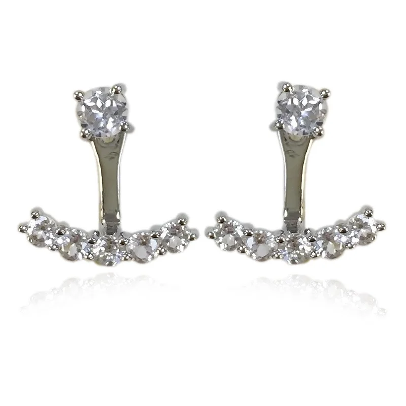 925 Sterling Silver White Topaz 2 in 1 Earrings