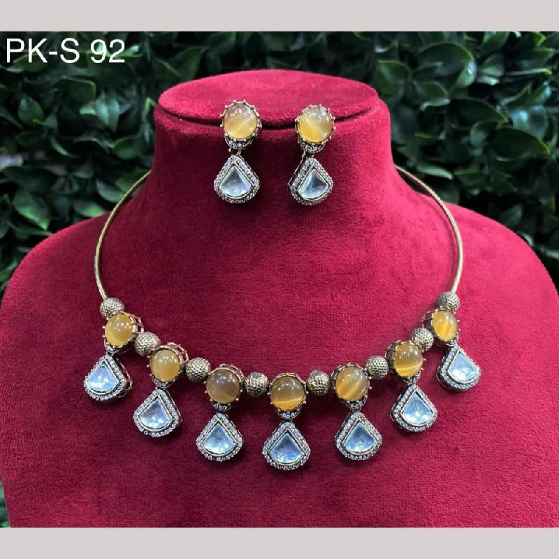 Amoliya Jewels Gold Plated Polki Kundan Stone Choker Necklace Set