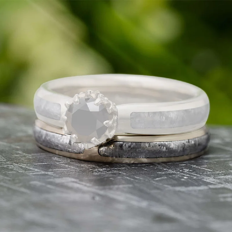 Custom Women's Wedding Band with Meteorite