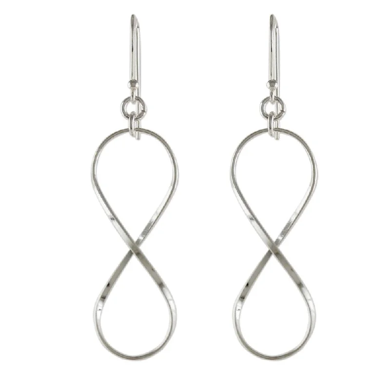 Handmade Infinite Charm Earrings (Thailand) - Silver - 2L*0.5W