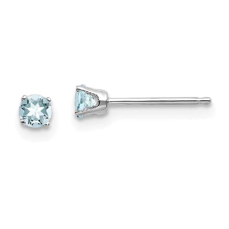 14k White Gold Gemstone Stud Earrings (L-3 mm, W-3 mm)