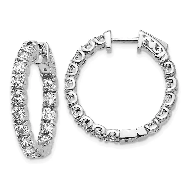 14k White Gold Lab Grown Diamond Hoop Earrings ( Clarity- SI1-SI2, Color- G-H)