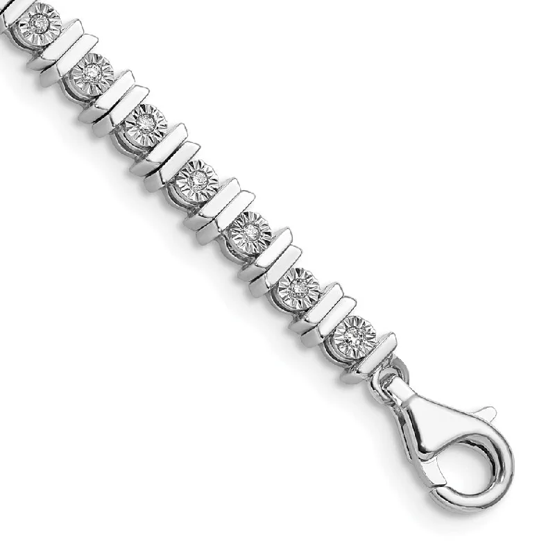 Classic Illusion Diamond Tennis Bracelet in Sterling Silver - 7 Inch