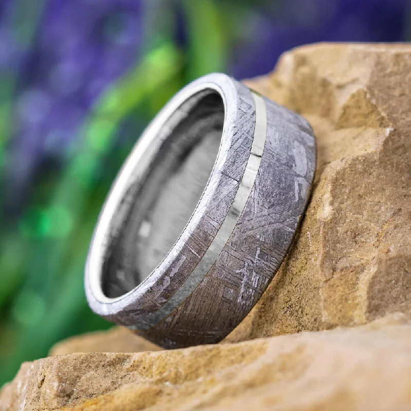 Tungsten Wedding Band with Gibeon Meteorite