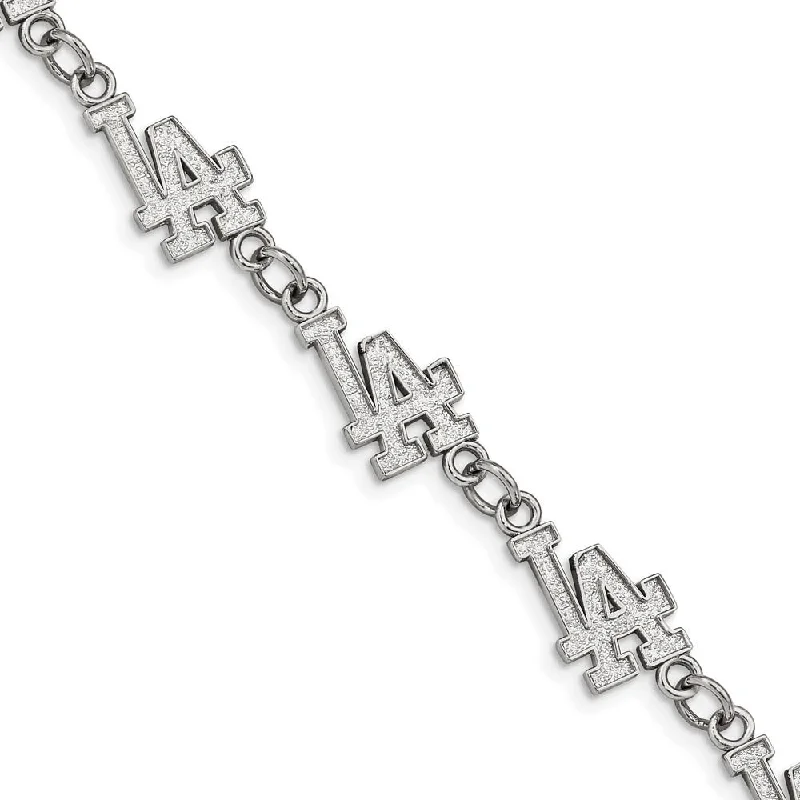 Stainless Steel MLB Los Angeles Dodgers Link Bracelet, 7.5 to 9 Inch