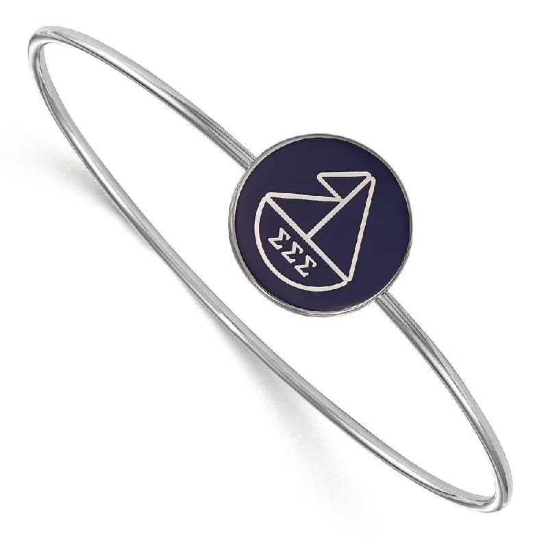 Sterling Silver Sigma Sigma Sigma Enamel Bangle - 6 in.