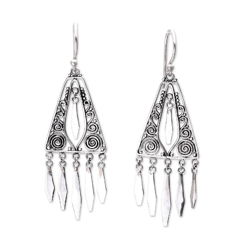 NOVICA Divine Dangle, Sterling silver chandelier earrings - 2.3*0.7