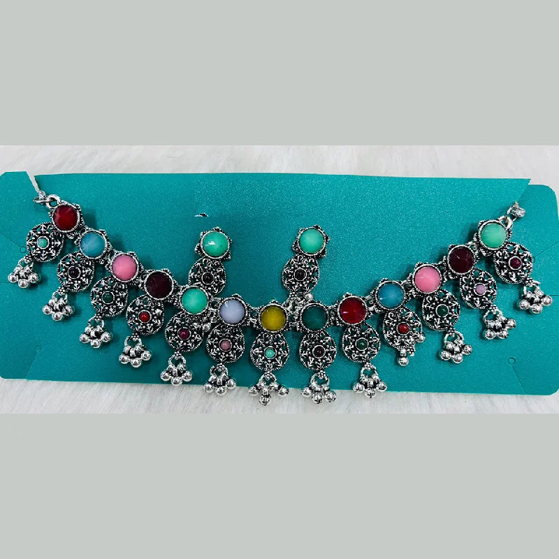 Kavita Art Oxidised Plated Crystal Stone Necklace Set