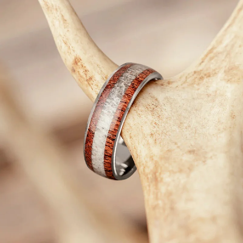 Mesquite Wood And Antler Wedding Band