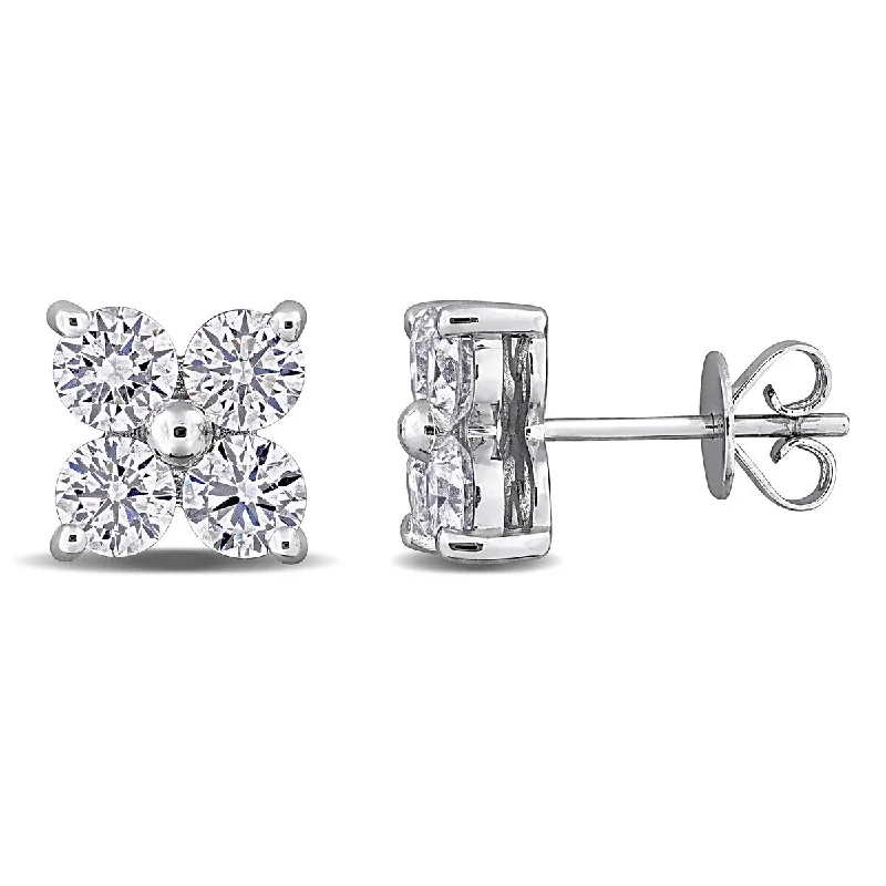 Created Forever 2ct TW Lab-Grown Diamond Floral Stud Earrings in 14k White Gold