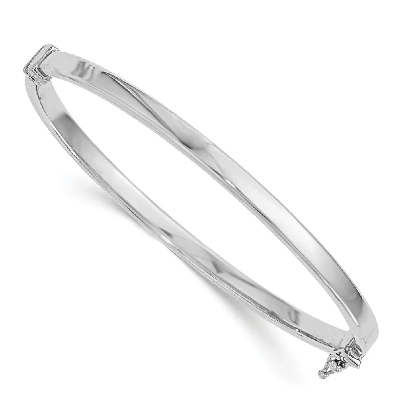 4mm 14k White Gold Polished Flat Hinged Bangle Bracelet