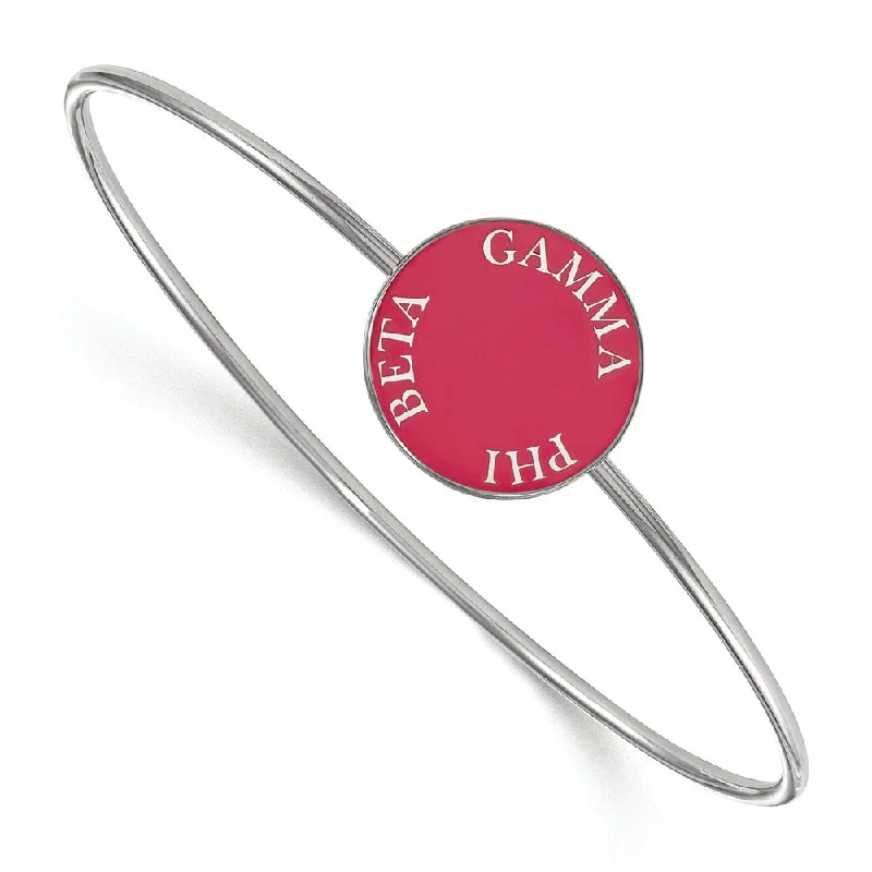 Sterling Silver Gamma Phi Beta Enamel Disc Bangle - 8 in.