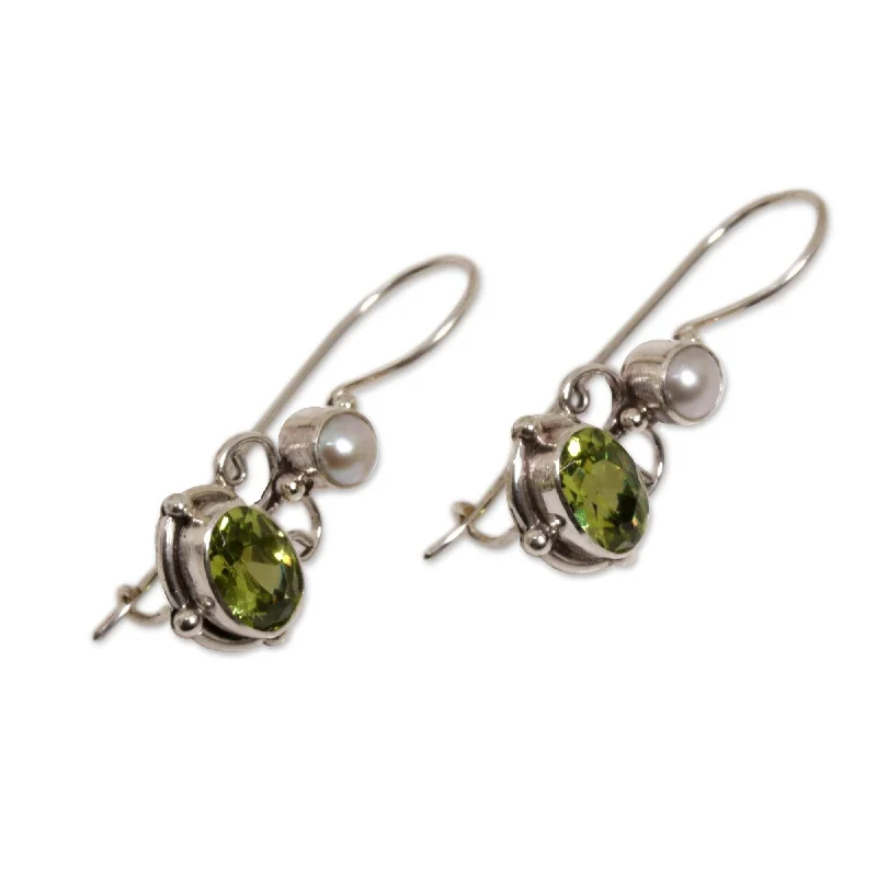 Peridot and Pearl 'Sunrise Spirit' Earrings (