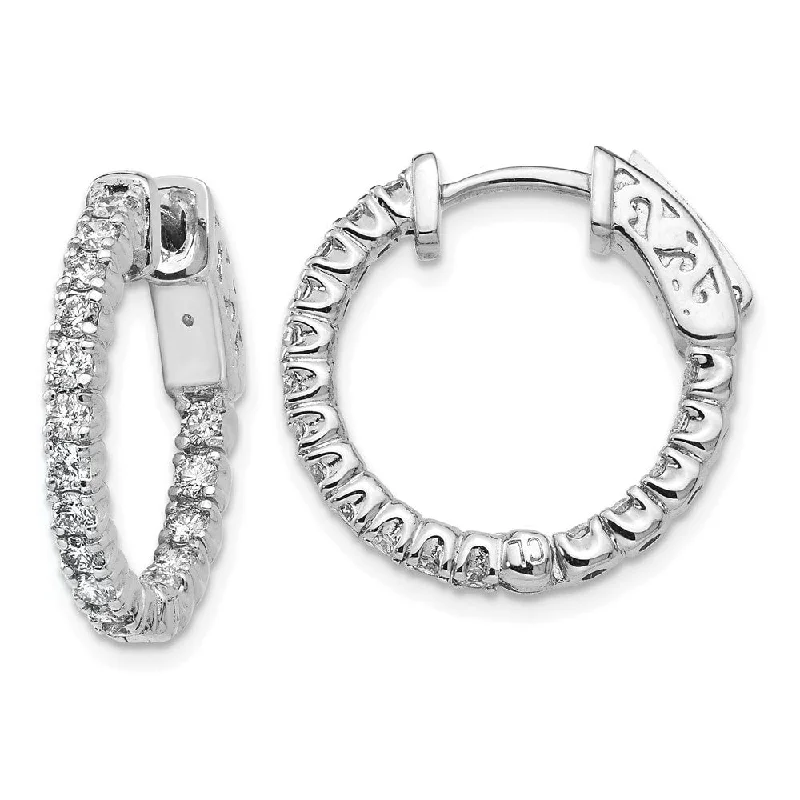 14k White Gold True Origin Lab-Grown Diamond Hoop Earrings, VS/E- 0.952 cttw (L-14 mm, W-14 mm)