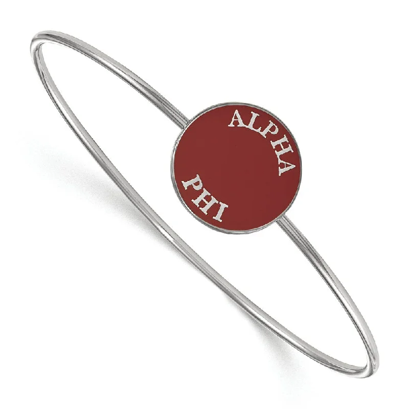 Sterling Silver Alpha Phi Enamel Bangle - 8 in.