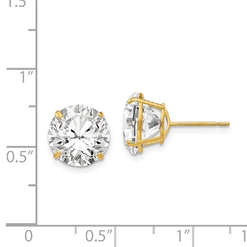 14k Yellow Gold Round CZ Stud Earrings (L-11 mm, W-11 mm)