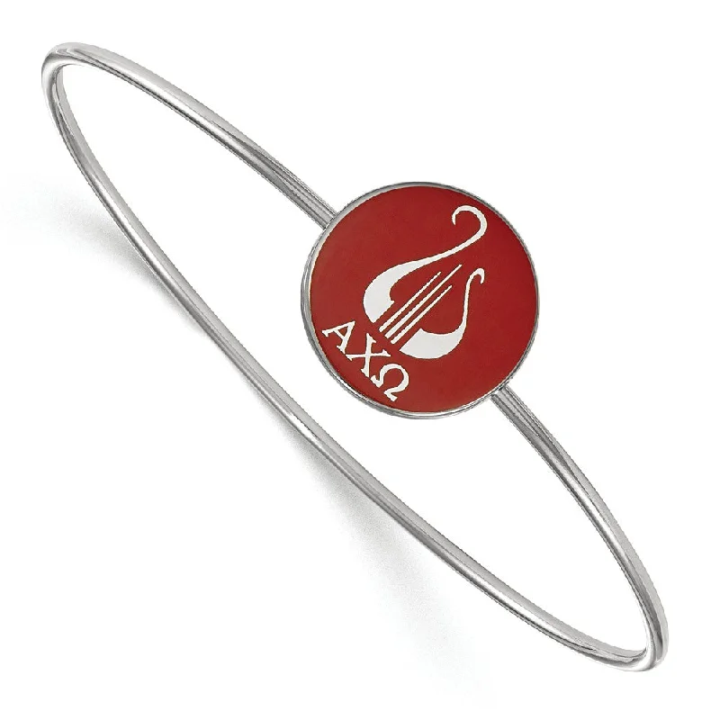 Sterling Silver Alpha Chi Omega Enamel Bangle - 8 in.