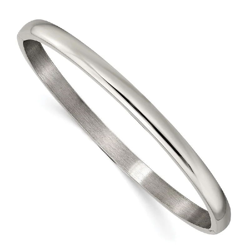 5mm Titanium Polished Hinged Bangle Bracelet, 6.75 Inch