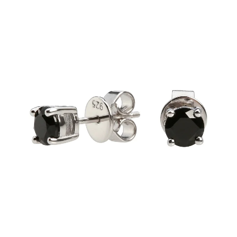 925 Sterling Silver Black Spinel Stud Earrings