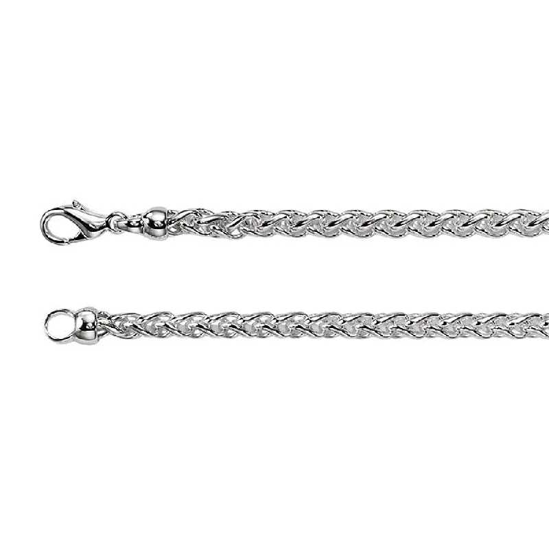 Sterling Silver 4mm Solid Wheat Chain Bracelet, 7 Inch