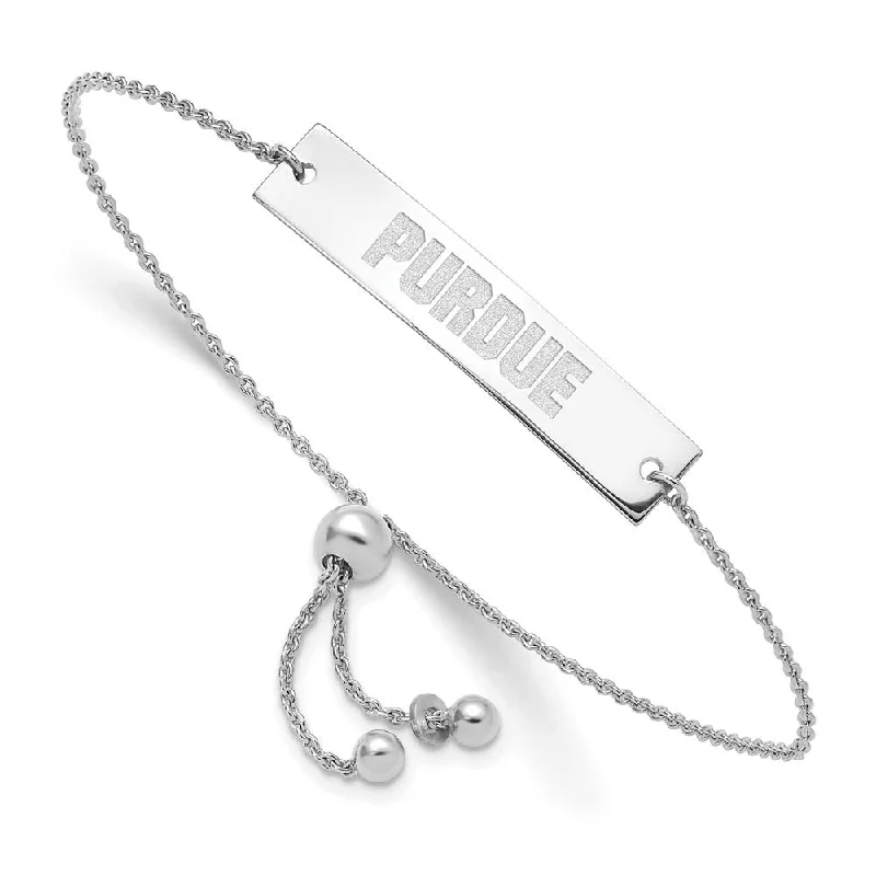 Sterling Silver Rhodium Plated Purdue Adjustable Bar Bracelet, 9 Inch