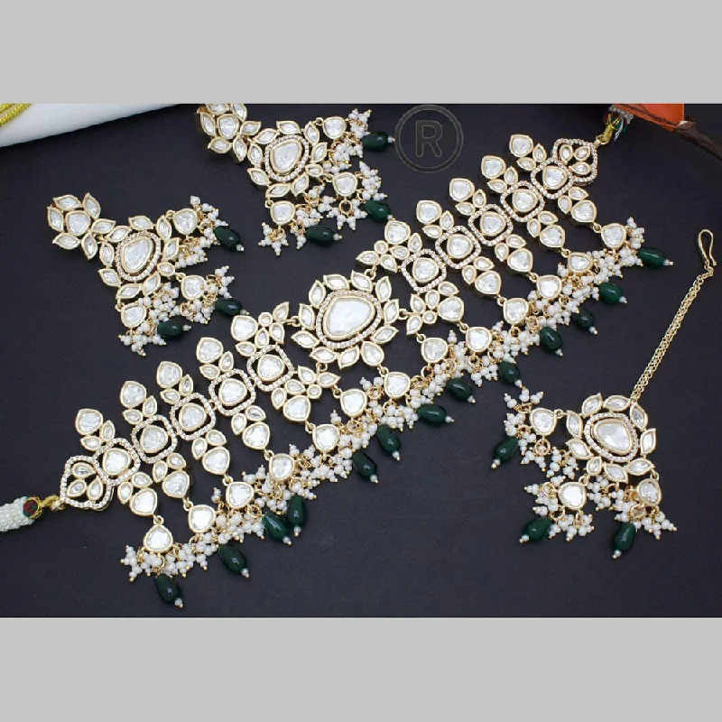 Manisha Jewellery Gold Plated Polki Kundan And Beads Choker Necklace Set