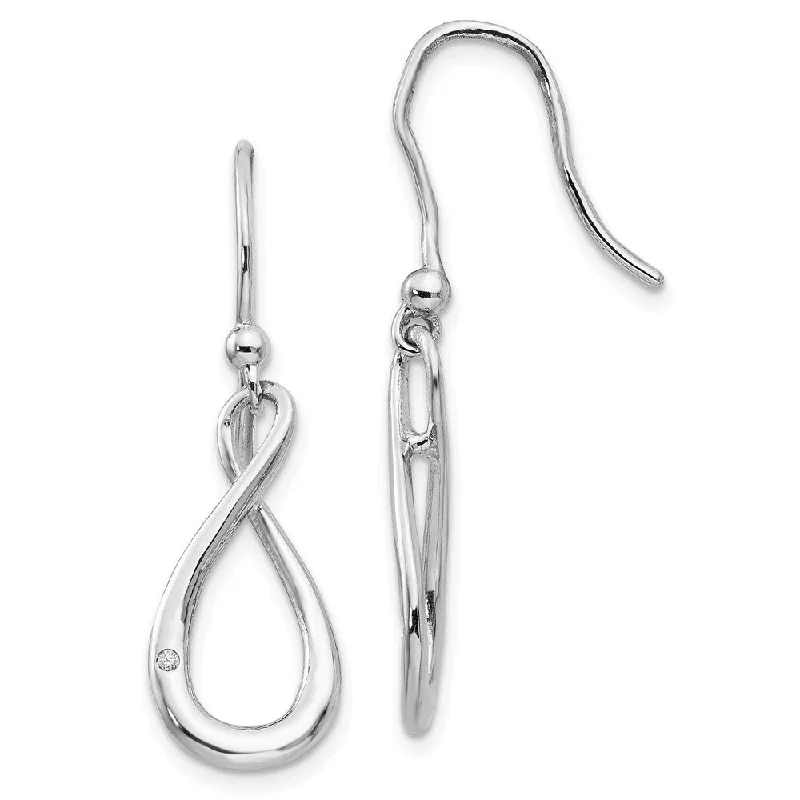 925 Sterling Silver Diamond Earrings (L-17 mm, W-10.5 mm)