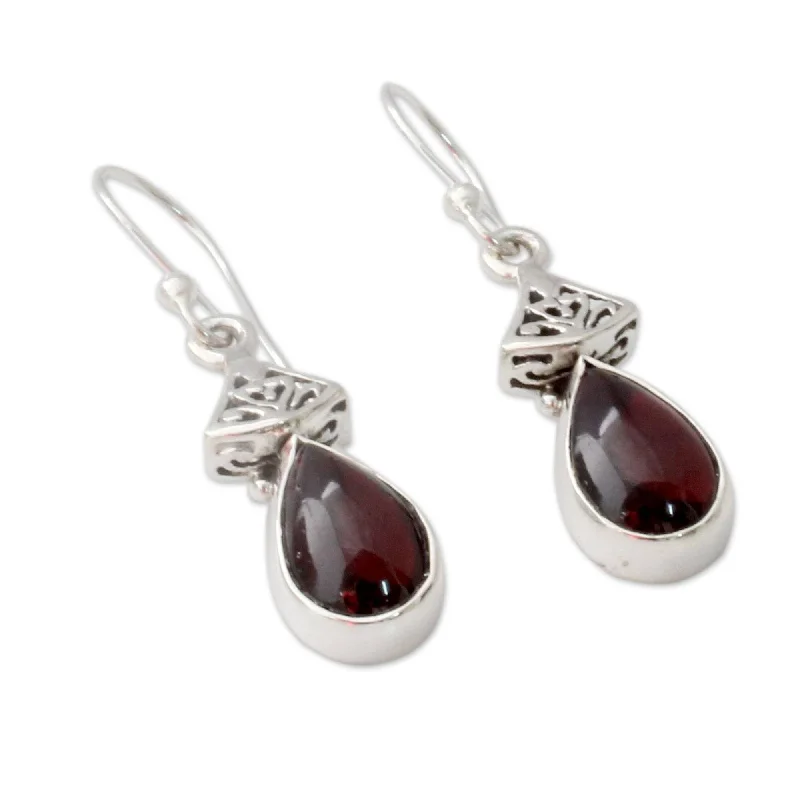 Sterling Silver 'Crimson Morn' Garnet Earrings