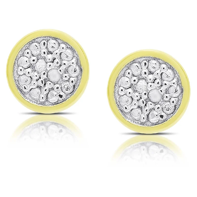 Finesque Gold Over Silver or Sterling Silver Diamond Accent Circle Stud Earrings