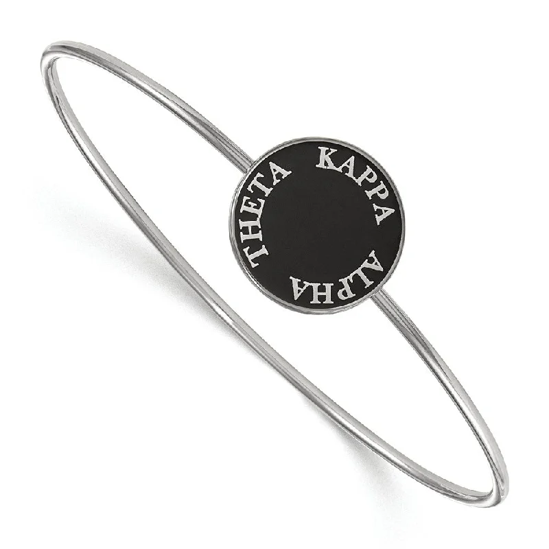 Sterling Silver Kappa Alpha Theta Enamel Disc Bangle - 6 in.