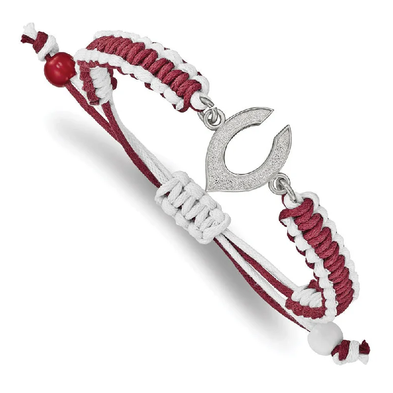 Stainless Steel MLB Cincinnati Reds Adj Nylon Cord Bracelet, 9 Inch