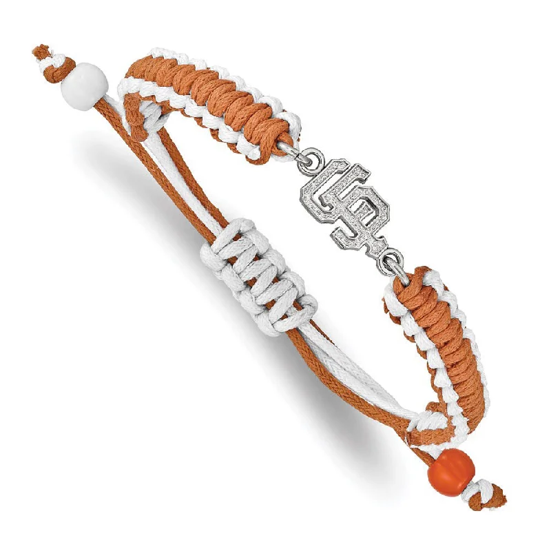 Stainless Steel MLB San Francisco Giants Adj Nylon Cord Bracelet, 9 In