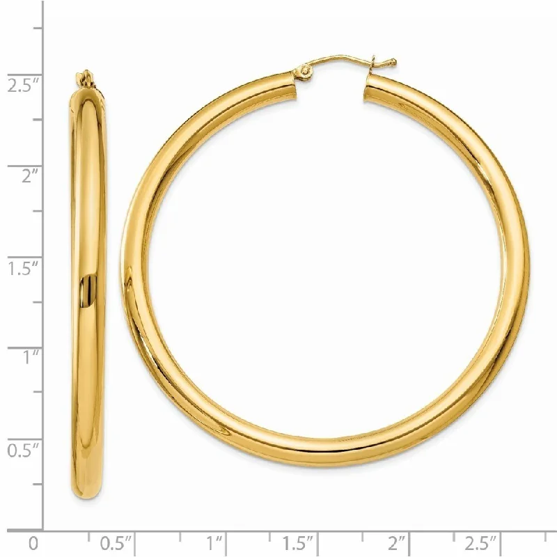 Diamond2Deal 14K Yellow Gold Lightweight Round Hoop Earrings (L-55 mm, W-4 mm)