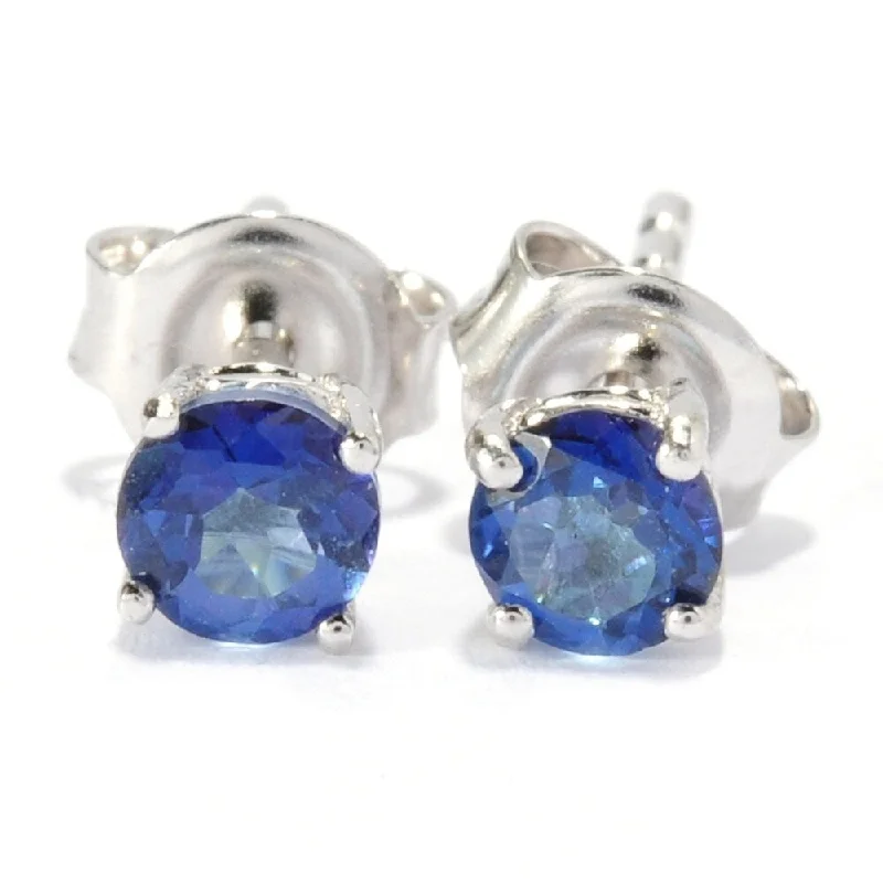 Sterling Silver 0.65Ctw Blue Topaz Stud Earrings