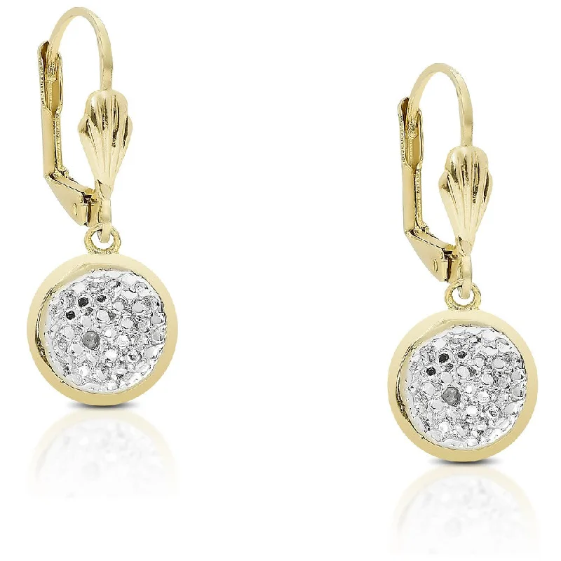 Finesque Gold Overlay Diamond Accent Leverback Dangle Earrings