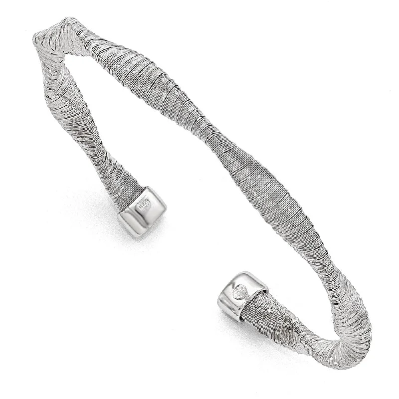 5mm Sterling Silver Textured and Twisted Cuff Bracelet