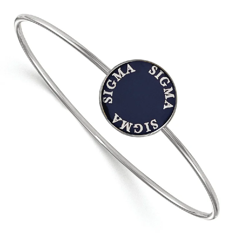 Sterling Silver Sigma Sigma Sigma Blue Enamel Bangle - 8 in.