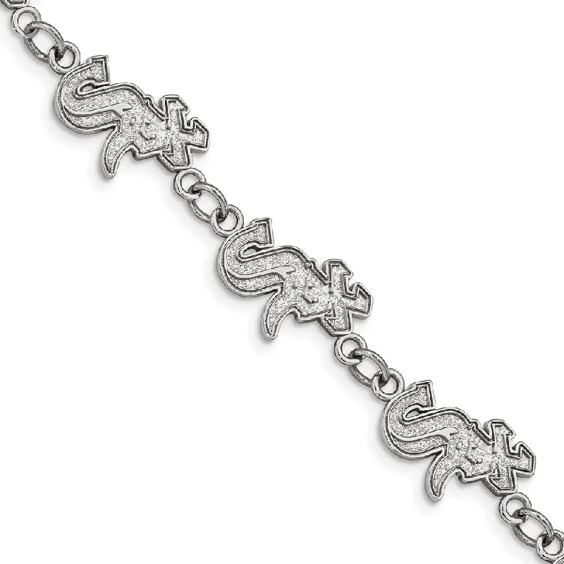 Stainless Steel MLB Chicago White Sox Link Bracelet, 7 to 8.5 Inch