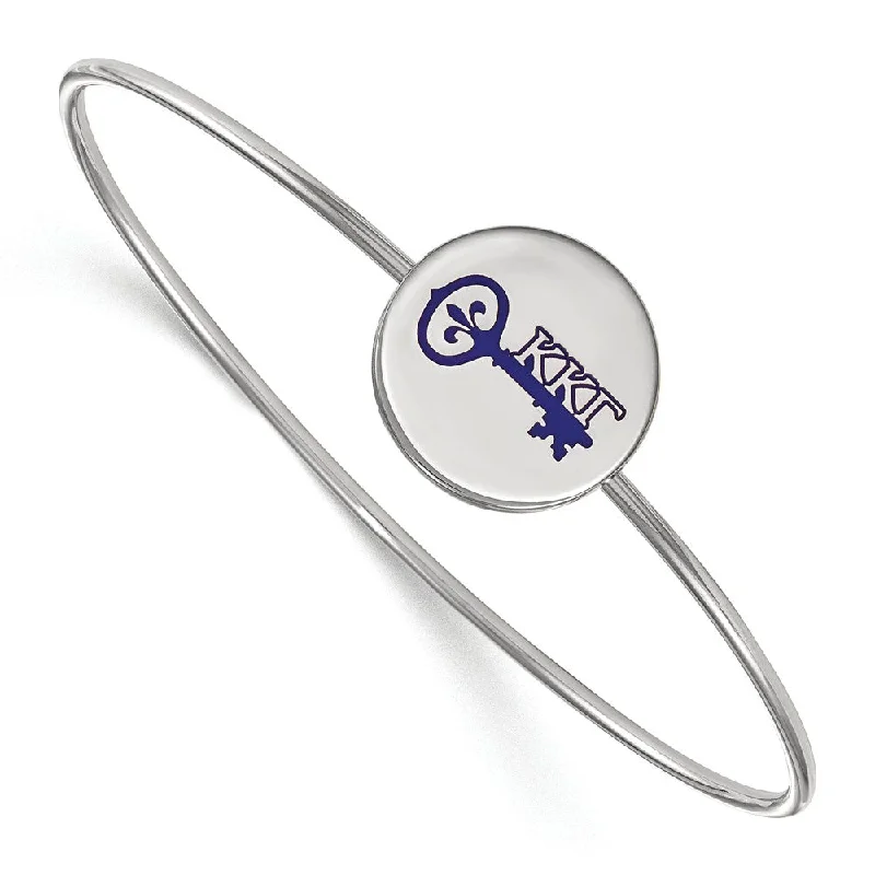 Sterling Silver Kappa Kappa Gamma Enamel Blue Key Bangle - 6 in.